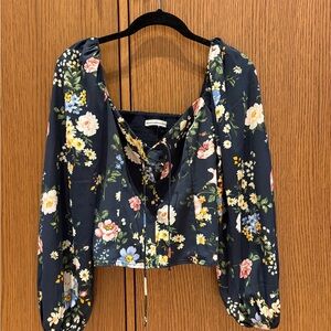 Abercrombie & Fitch Floral Blouse - Dark Blue